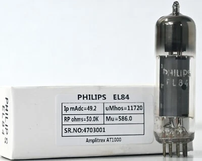 EL84 6BQ5 Mullard Blackburn marca Philips Amplitrex probado AT1000 Foto 1 de 4