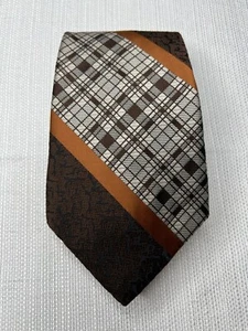 Vtg Juster’s By Damon Men’s Necktie ACWA Union Made 70’s Brown Texture 4.25X55” - Picture 1 of 4