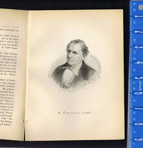 James Fenimore Cooper, American Writer - 1887 Portrait Print - Picture 1 of 1
