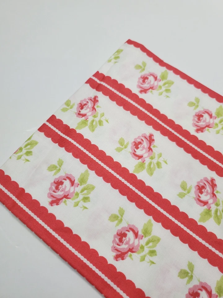 Edredón Tanya Whelan Lulu Roses Tela Algodón Rosa Rayas Shabby Chic 17" X 42" Foto 1 de 1