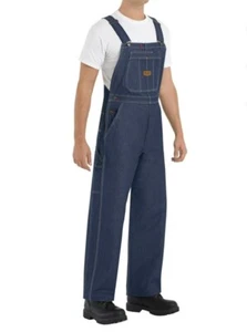 Red Kap Men's Denim Bib Overall 48X32 - Picture 1 of 13
