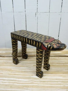 CAT SIDE TABLE COFFEE TABLE BROWN RED GOLD TABLES CAT FAIR TRADE Hand Made Small - Picture 1 of 10