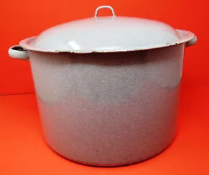Olla de cocina cubierta de 12 cuartos de galón esmaltado gris moteado para plantadora de langostas en buen estado - Imagen 1 de 11