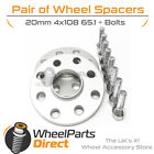Wheel Spacers 20mm (2) 4x108 65.1 +Bolts For Citroen Xsara Coupe 97-06 Citroen Xsara