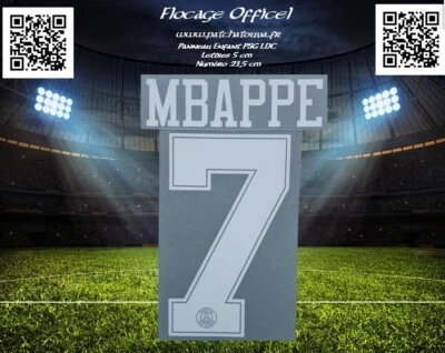 Flocage junior officiel PSG 18/19 monblason maillot 7 Mbappé Home LDC Europe