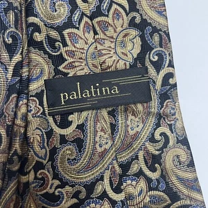 Palatina Silk Vintage Paisley luxury Men’s Neck Tie 3.75”x61” Blk, Blue, Brown - Picture 1 of 9