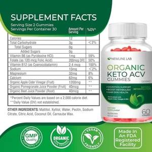 3 pack 180 QTY Keto ACV Gummies 1200MG Advanced Apple Cider Vinegar Gummys -AA - Picture 1 of 5