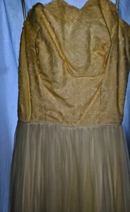 JEN8049 Vintage Special Occasion Lace Top Chiffon Bottom, Size Small - Picture 1 of 8