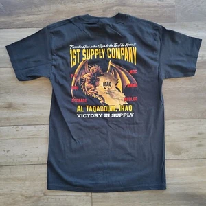 USMC 1st Supply Company Camp Taqaddum IRAQ WAR Black T Shirt Medium - Picture 1 of 5