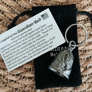 Schlüsselanhänger Zinn Wächterglocke Motorrad betende Hände Rosenkranz - Bild 1 von 6