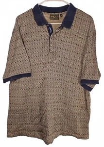 Bobby Jones Collection Men's Polo Golf Shirt Patterned w/ Blue Collar & Cuffs XL - Picture 1 of 10