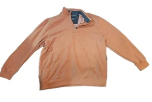 Arrow Men's XL Orange Zippered Mock Turtleneck Long Sleeve 1/4 Zip Sweater - Picture 1 of 10