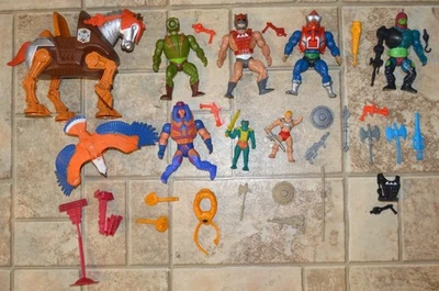 MOTU, He-Man figures lot vintage masters of the universe weapons parts set - Image 1 of 4