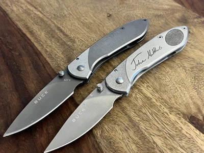 Navaja de Bolsillo Buck 327 Nobleman - Acero Inoxidable con Clip para Cinturón Muy BONITA (Lote de 2) Foto 1 de 4