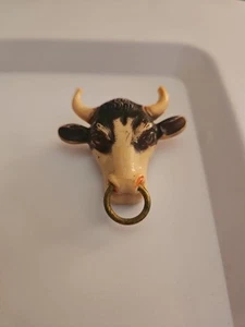 Antike Zelluloid Brosche Anstecknadel Longhorn Kuh Lenkhörner - Bild 1 von 4