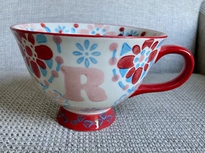 Tesco Stoneware Floral Footed Initial Mug R Oversize Cup - Picture 1 of 6