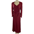 1940s True Vintage Maxi Dress Maroon Asymmetric Button Front Belted Long Sleeve