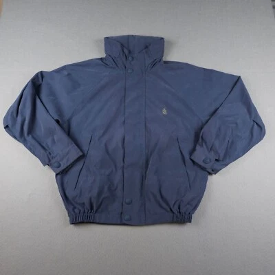 Chaqueta Nautica Vintage Mujer Pequeña Pequeña Azul Capucha Oculta Forro a Cuadros Pesada Foto 1 de 4