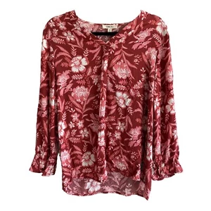 NWT Red White Como Blu Women´s Top Floral Print Bell Sleeves Size Medium - Picture 1 of 8