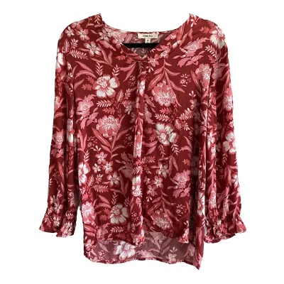 NWT Red White Como Blu Women´s Top Floral Print Bell Sleeves Size Medium - Image 1 of 4