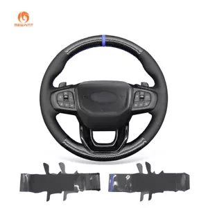 MEWANT DIY PU Carbon Fiber PU Leather Steering Wheel Cover for Ford Ranger 2023 - Picture 1 of 12