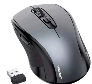 TECKNET 2.4G Wireless Computer Mouse, Ergonomic Optical Grey EWM01107 - Picture 1 of 7