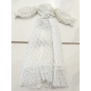 Vtg Barbie Clone White Lace Metallic Silver Wedding Dress Babs Maddie Mod Wendy - Picture 1 of 2