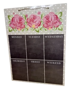 Chalk Board Meal Menu Planner Events Notes Days Of Week Rose Design LARGE - Picture 1 of 10