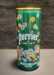 Takashi Murakami Flowers Serigraph Perrier Water 8.45oz Aluminum Can Unopened - Picture 1 of 1