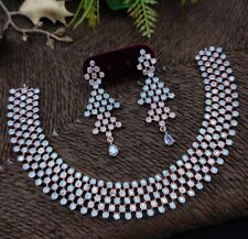 Crystal Ad CZ Choker Necklace Earrings Jewellery Multicolor Summer Collections