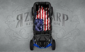 4 SEAT UNIVERSAL ROOF FITS POLARIS RZR CAN-AM SMOKE AMERICAN FLAG WRAP DECAL - Picture 1 of 1