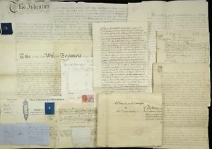 More details for job lot documents x 10. 18th - 19th century. indentures, wills, lease, receipts.