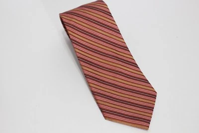Corbata de cuello Claiborne para hombre 100 % seda - rosa - marrón - dorado - rayas Foto 1 de 2
