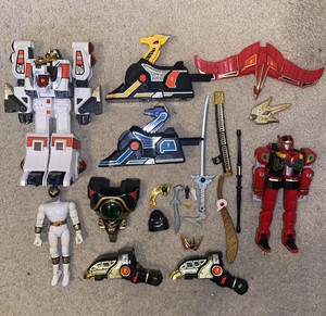 VTG MMPR POWER RANGERS THUNDERZORD ASSAULT RED DRAGON TIGERZORD MEGAZORD LOT SET