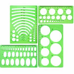 Template Plastic Rulers Circle Oval Circle Radis Drawing Templates 4 Pieces