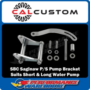 SBC Chrome Low Mount Saginaw Power Steering Pump Bracket - Suits Short & Long - Picture 1 of 3