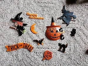 Vintage 1960's Halloween Cake/Cupcake Topper Grouping - Picture 1 of 6