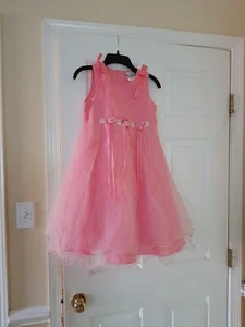 Rare Editions Girls Pink Wedding / Formal Dress Size 6x Sleeveless Rose's Bows - Picture 1 of 6