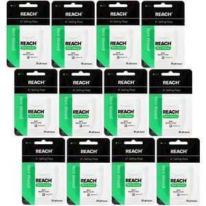 12 Packs Reach Mint Waxed Dental Floss Each 55 yd (50.2 m) - Picture 1 of 6