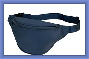 10 Pk Fantasybag Navy Blue 2-Zipper Fanny Pack - Picture 1 of 2