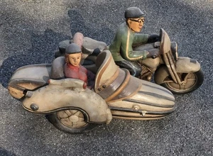 Oldtimer seltenes Motorrad mit Beiwagen Sammlerstück Mann & Frau groß Deko 26 Zoll - Bild 1 von 5