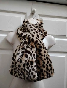 Mujer Felpa Reversible Invierno Cuello Bufanda Envoltura Leopardo y Terciopelo Negro Nuevo - Imagen 1 de 11