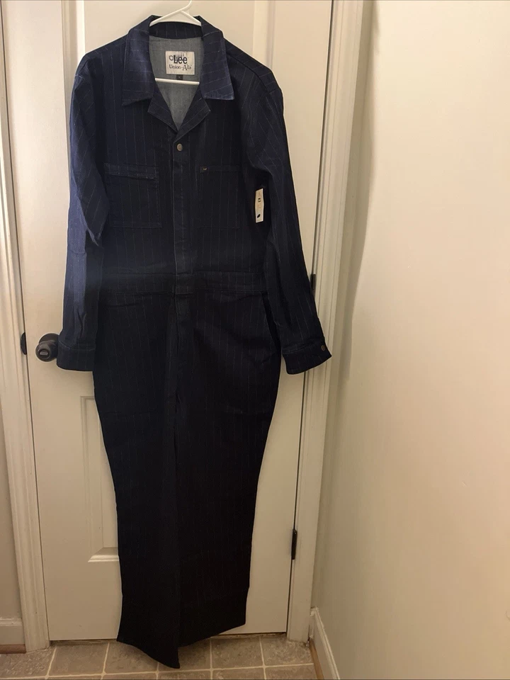 Lee Union Alls Rinse Denim Jumpsuit Women Medium One Piece Coverall Stripes