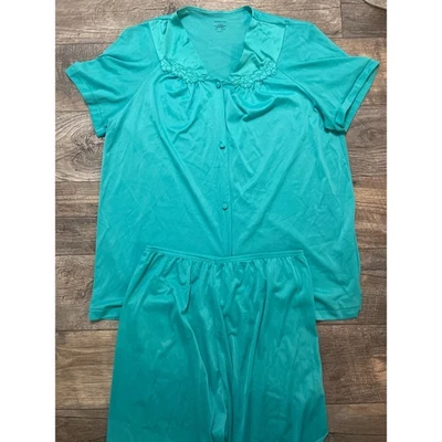 Conjunto de pijama Vanity Fair azul turquesa con botones delanteros para mujer ropa de salón nailon talla M Foto 1 de 4