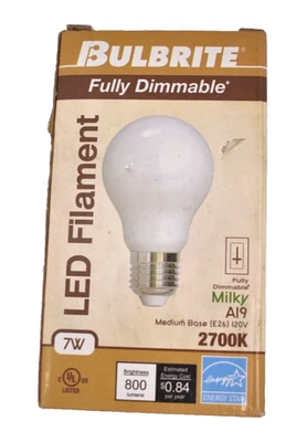 Bulbrite Fully Dimmable LED Filament Light Bulb Medium Base 2700K 7W 776866 - Image 1 of 4