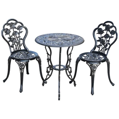 Набор из 3 литых алюминиевых уличных бистро, уличный стол и стулья набор из 2 с... - Изображение 1 из 4