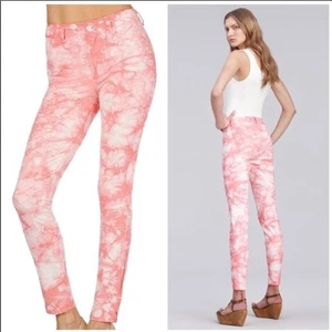 NEU J BRAND weiß gedreht Koralle Batik Aquarell Druck Mid Skinny Jeans 29 - Bild 1 von 7