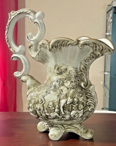 Seltene antike M.A.S. R.Capodimonte Italien Gold/Hellbraun Cherubs Krug - Bild 1 von 9