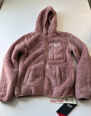 Reebok Girls Faux Fur Zip Up Hooded Jacket Size Small 7/8 NWT $60 MSRP - Image 1 of 4