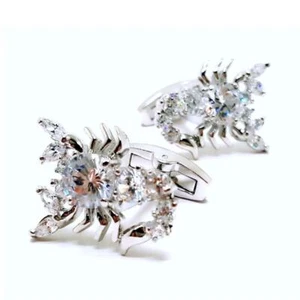 SCORPION CUFFLINKS Sparkling White Crystal NEW w GIFT BAG High Quality Scorpio - Picture 1 of 5